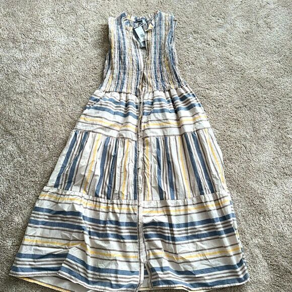NWT LAUREL GREY SMOCK STRIPE MAXI DRESS BUTTON DOWN SIZE S/M - Picture 1 of 4